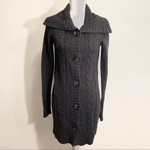 Old Navy Button Up Woven Cotton Wool Blend Long Cardigan Sweater